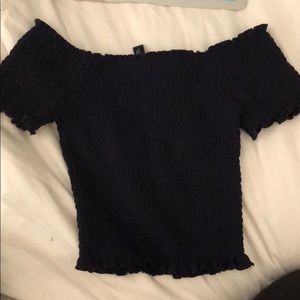 Aqua off the shoulder crop top